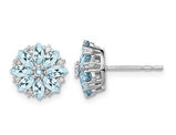 1.30 Carat (ctw) Aquamarine Cluster Earrings in Sterling Silver